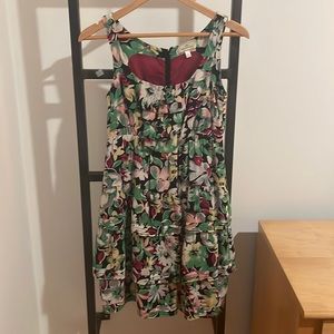 Floral tiered silk dress.